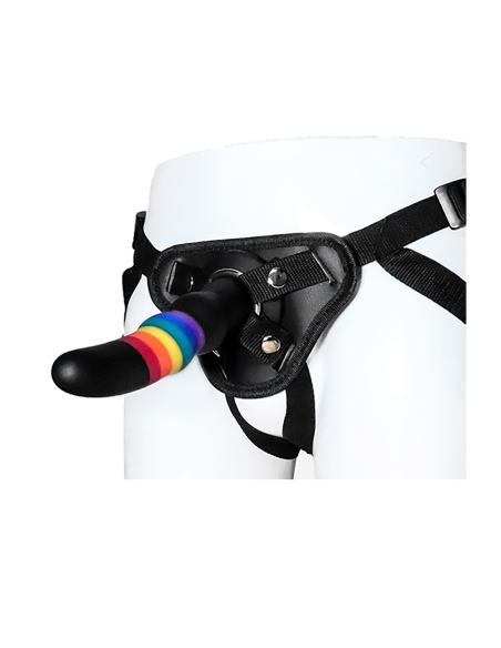 CORREA DE AMOR COLORIDA SOBRE DILDO SÓLIDO