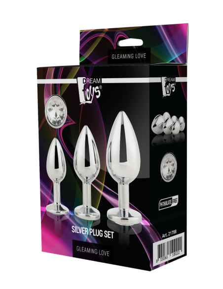 JUEGO DE TAPONES PLATA BRILLANTE AMOR