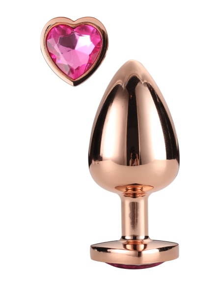 PLUG MEDIANO BRILLANTE AMOR ORO ROSA