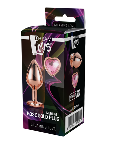 PLUG MEDIANO BRILLANTE AMOR ORO ROSA