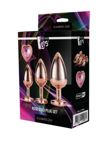 SET DE TAPONES BRILLANTES LOVE ORO ROSA