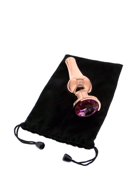 PLUG DE PLACER DE ORO ROSA BRILLANTE AMOR L