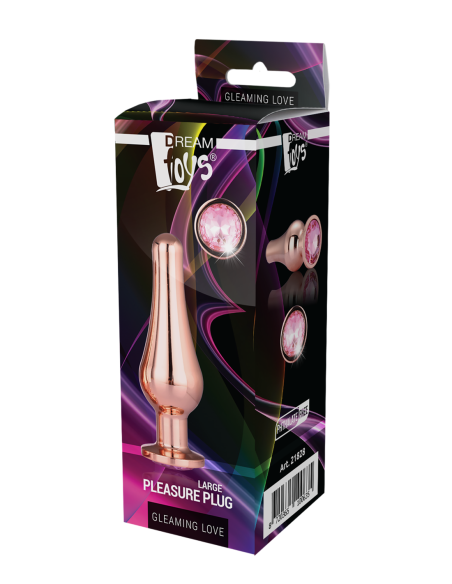 PLUG DE PLACER DE ORO ROSA BRILLANTE AMOR L