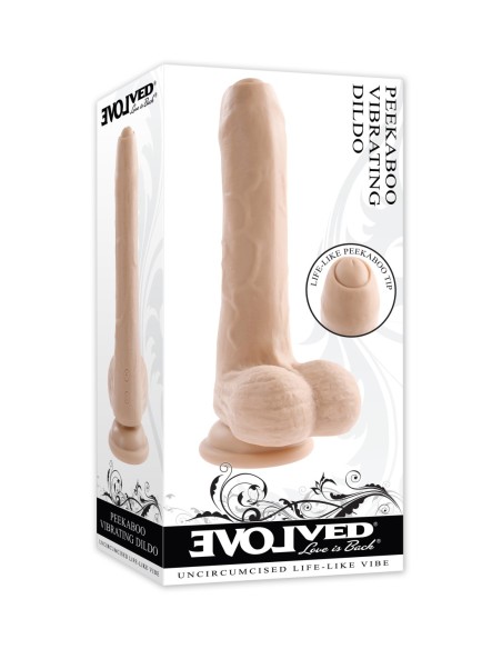 EVOLUCIONADO PEEK A BOO DILDO VIBRADOR 8 PULGADAS LUZ