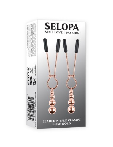 PINZAS PARA PEZONES CON CUENTAS SELOPA ORO ROSA