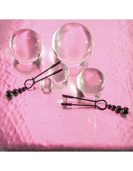 PINZAS PARA PEZONES CON CUENTAS SELOPA CROMADO NEGRO