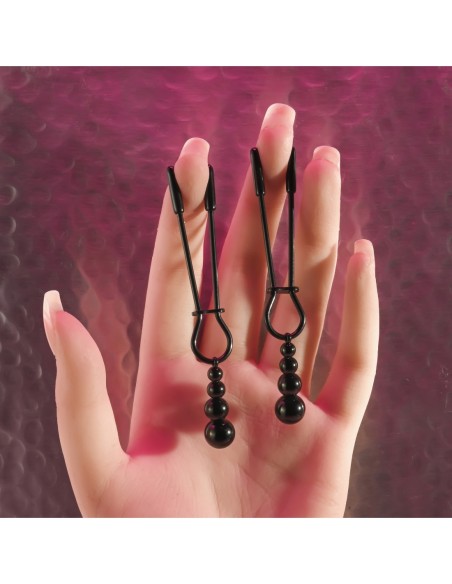 PINZAS PARA PEZONES CON CUENTAS SELOPA CROMADO NEGRO