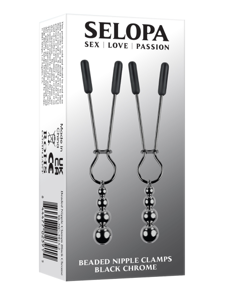 PINZAS PARA PEZONES CON CUENTAS SELOPA CROMADO NEGRO