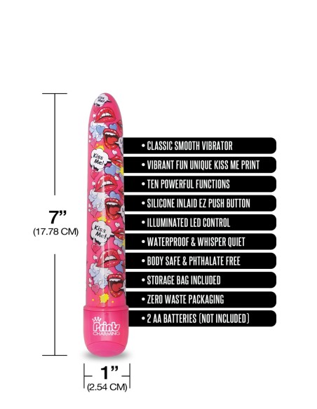 IMPRESIONES ENCANTADOR POP TEASE 7 PULGADAS VIBRADOR CLÁSICO KISS ME PINK