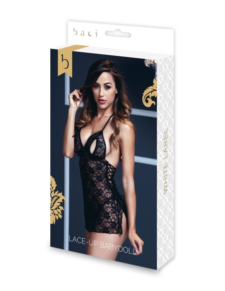 BABYDOLL DE ENCAJE 1UND, NEGRO