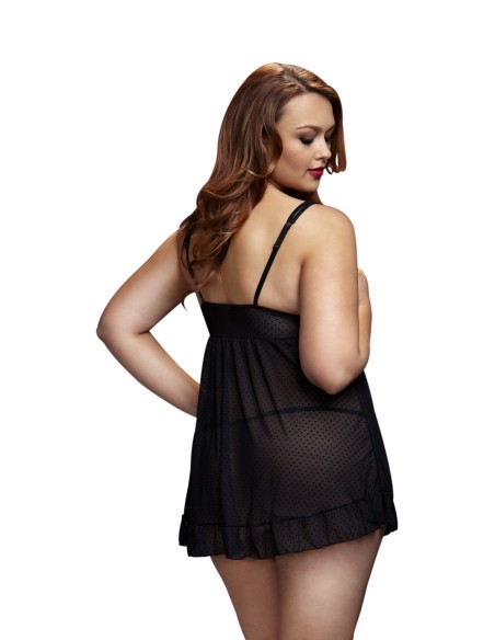 PANTALÓN BABYDOLL TRANSPARENTE CON COPA ABIERTA, XL