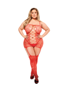 BODYSTOCKING DE ENCAJE CON TIRANTES DELANTEROS CORSÉ BACI...