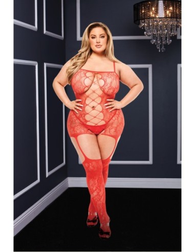 BODYSTOCKING DE ENCAJE CON TIRANTES DELANTEROS...