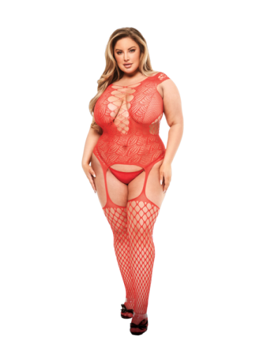 BACI BODY DE RED CON TIRANTES DELANTEROS CORSET ROJO, QUEEN