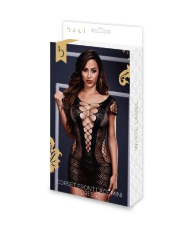 BACI VESTIDO MINI CORSET DE ENCAJE DELANTERO...