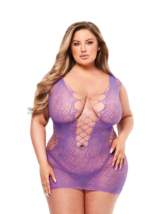 BACI VESTIDO MINI DE ENCAJE CON CORSÉ DELANTERO MORADO,...