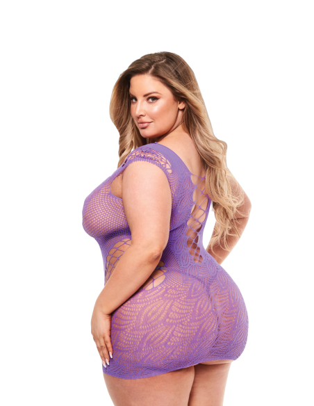 BACI VESTIDO MINI DE ENCAJE CON CORSÉ DELANTERO MORADO, QUEEN