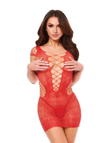 BACI VESTIDO MINI CORSET DE ENCAJE DELANTERO ROJO, OS