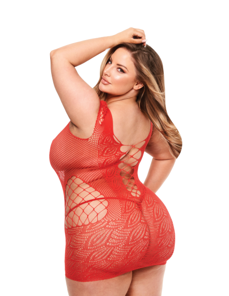 BACI VESTIDO MINI CORSET DE ENCAJE DELANTERO ROJO, QUEEN