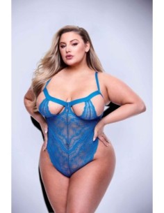 PELUCHE SEXY DE ENCAJE CON TIRAS AZUL, QUEEN 2