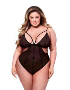 BACI SEXY TEDDY DE MALLA SIN ENTREPIEZA NEGRO, QUEEN