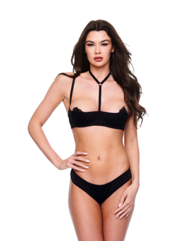 BACI 2PC SEXY CUARTO DE COPA SUJETADOR Y TANGA CONJUNTO NEGRO