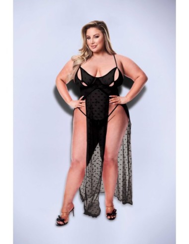 BACI CONJUNTO DE BATA DE MALLA Y TANGA DE 2...