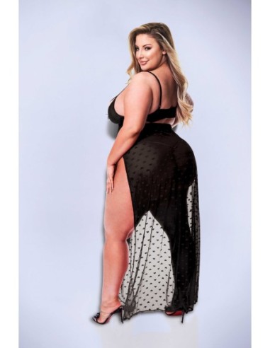 BACI CONJUNTO DE BATA DE MALLA Y TANGA DE 2...