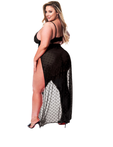 BACI CONJUNTO DE BATA DE MALLA Y TANGA DE 2...