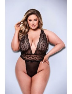 BACI SEXY PELUCHE DE ENCAJE EN V PROFUNDO NEGRO, QUEEN 2