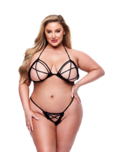 BACI CONJUNTO DE 2 PCS PEEK-A-BOO SUJETADOR Y TANGA SIN...