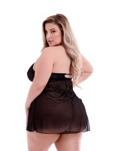 Camisón BACI ECO DE ENCAJE Y MALLA NEGRO, Q