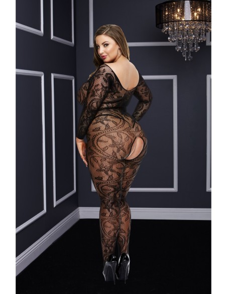  BACI BODYSTOCKING DE MANGA LARGA SIN ENTREpierna NEGRO, QUEEN