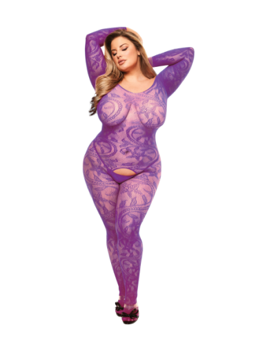 BACI BODYSTOCKING DE MANGA LARGA SIN ENTREpierna MORADO, QUEEN