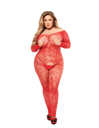 BACI BODYSTOCKING MANGA LARGA SIN ENTREpierna ROJO, QUEEN