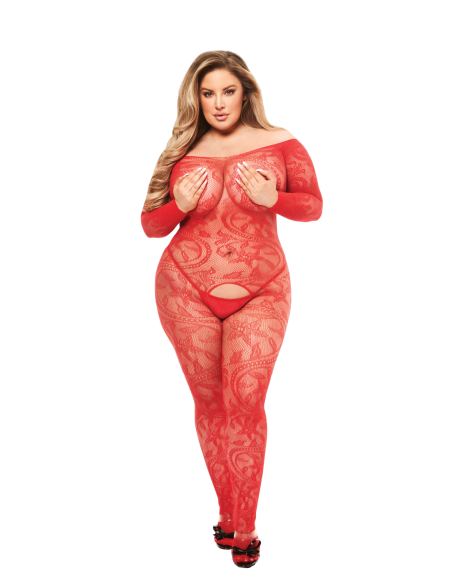 BACI BODYSTOCKING MANGA LARGA SIN ENTREpierna ROJO, QUEEN