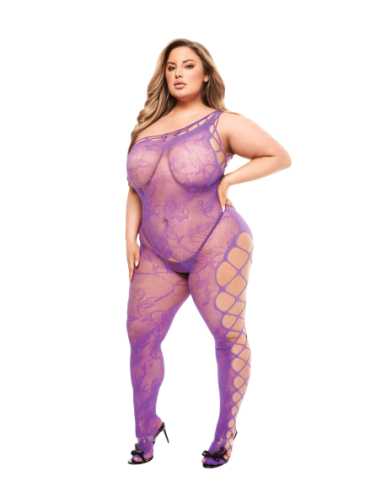 BODYSTOCKING BACI CON HOMBROS DESCONECTADOS MORADO, QUEEN