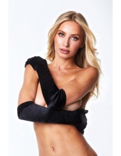 GUANTE DE ÓPERA BACI SATINADO NEGRO 2