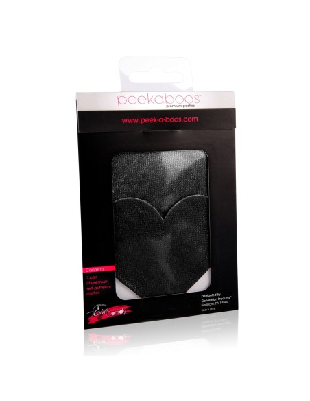 PEEKABOO PASTIES CORAZÓN SATINADO NEGRO