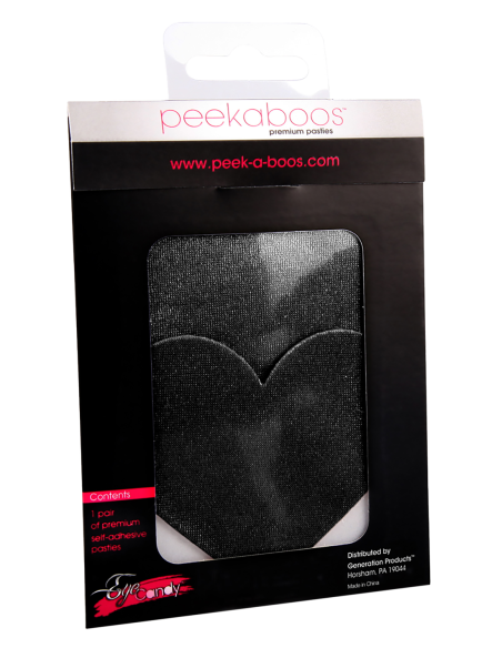 PEEKABOO PASTIES CORAZÓN SATINADO NEGRO
