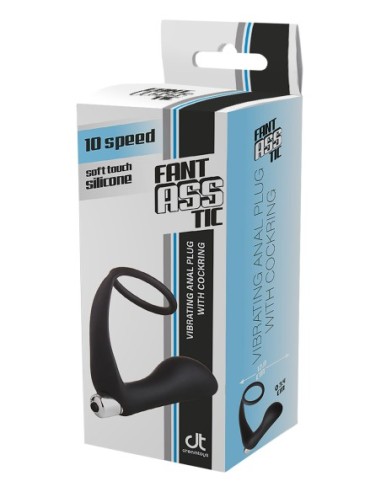 FANTASSTIC PLUG ANAL VIBRADOR CON COCKRING NEGRO