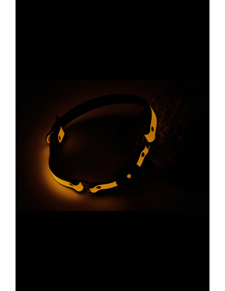 MORDAZA DE BOLA RADIANTE QUE BRILLA EN NARANJA OSCURO