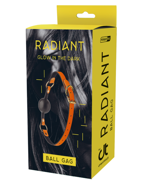 MORDAZA DE BOLA RADIANTE QUE BRILLA EN NARANJA OSCURO