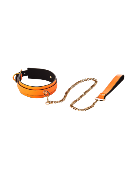 COLLAR Y CORREA RADIANTE QUE BRILLAN EN NARANJA OSCURO