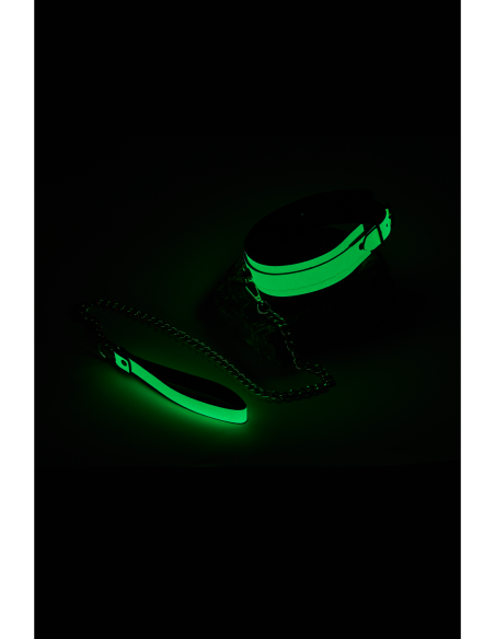 COLLAR Y CORREA RADIANTE QUE BRILLAN EN VERDE OSCURO