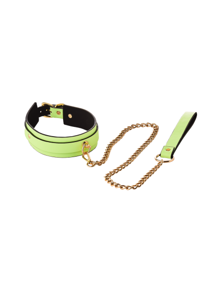 COLLAR Y CORREA RADIANTE QUE BRILLAN EN VERDE OSCURO