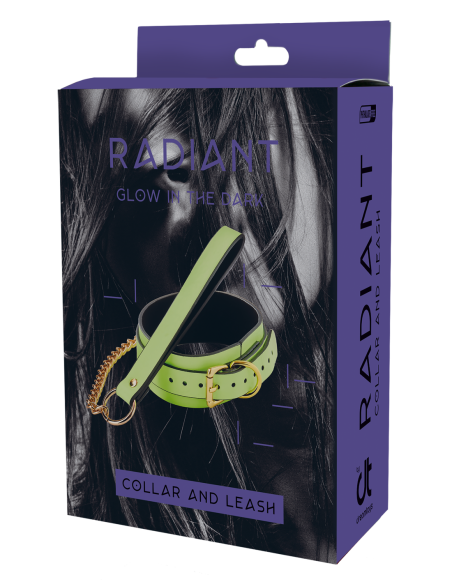 COLLAR Y CORREA RADIANTE QUE BRILLAN EN VERDE OSCURO