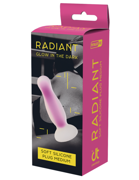 PLUG RADIANTE DE SILICONA SUAVE QUE BRILLA EN LA OSCURIDAD MORADO MEDIO