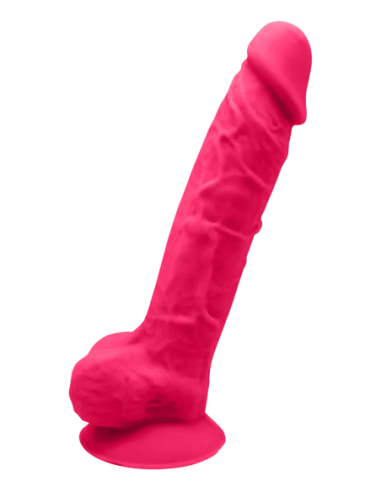 REAL LOVE DILDO CON BOLAS 7INCH FUCSIA