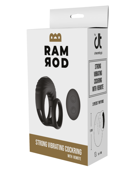 RAMROD FUERTE VIBRADOR COCKRING CON MANDO